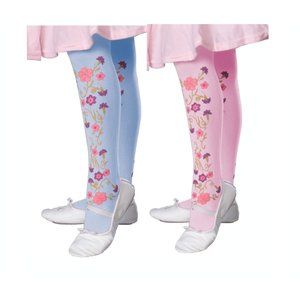 2 Pack Halloween Tights Floral Blue & Floral Pink Girls Size Small